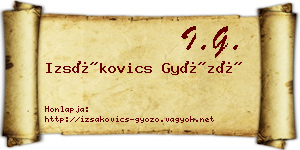 Izsákovics Győző névjegykártya